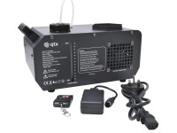 Máquina de Fumos Vertical 1000W com 6 LEDs RGB e Comando DMX QTX Máquina de Fumos Vertical 1000W com 6 LEDs RGB e Comando DMX QTX